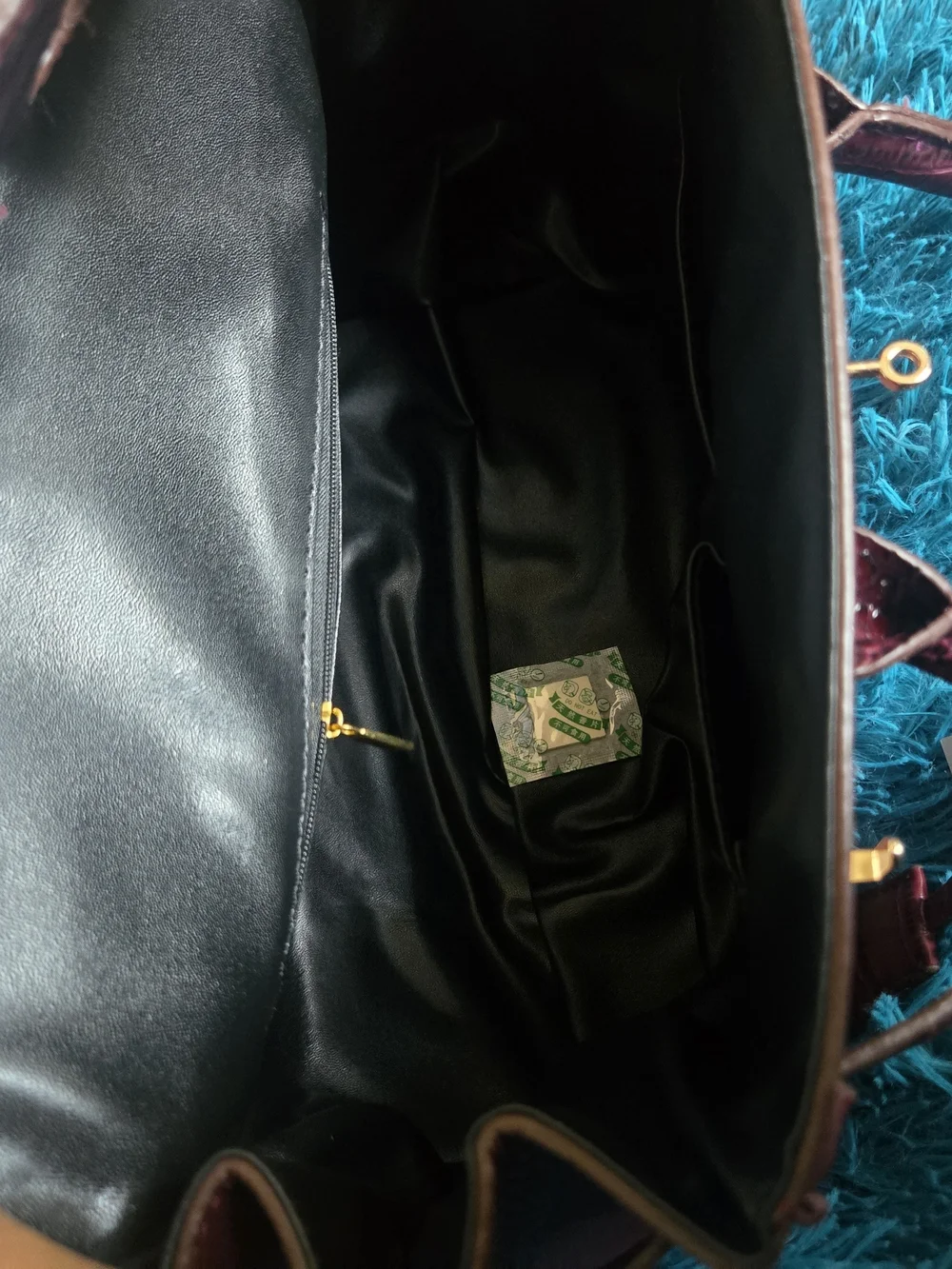 Elegance Pebbled Satchel in Deep Burgundy with Croc-Trim